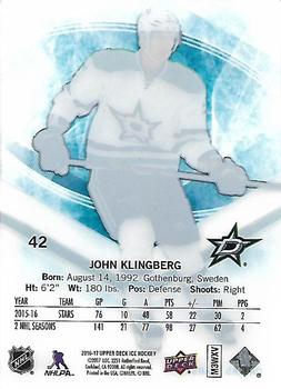 2016-17 Upper Deck Ice #42 John Klingberg Back