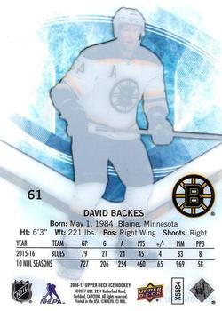 2016-17 Upper Deck Ice #61 David Backes Back