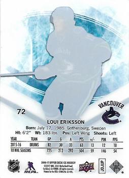 2016-17 Upper Deck Ice #72 Loui Eriksson Back