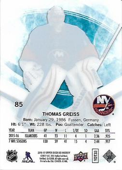 2016-17 Upper Deck Ice #85 Thomas Greiss Back