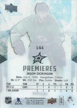 2016-17 Upper Deck Ice #144 Jason Dickinson Back