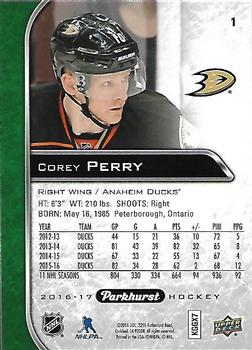 2016-17 Parkhurst #1 Corey Perry Back