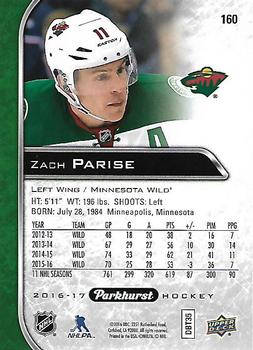 2016-17 Parkhurst #160 Zach Parise Back