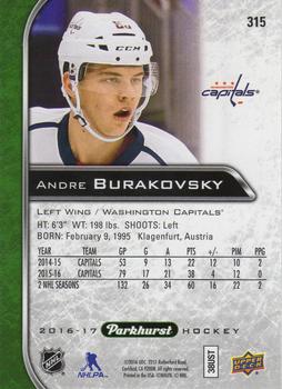 2016-17 Parkhurst #315 Andre Burakovsky Back
