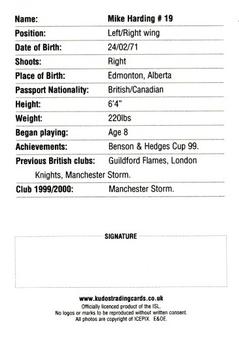 2000-01 British Ice Hockey Superleague BISL #NNO Mike Harding Back