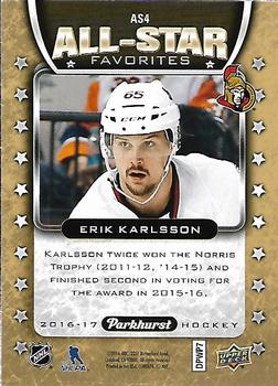 2016-17 Parkhurst - All Star Favorites #AS4 Erik Karlsson Back