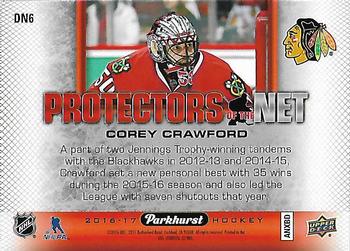 2016-17 Parkhurst - Protectors of the Net #DN6 Corey Crawford Back