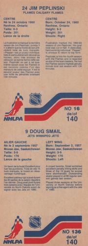 1983-84 Vachon - Uncut Panels #16 / 136 Jim Peplinski / Doug Smail Back
