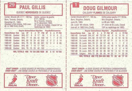 1989-90 Kraft - Panels #1 / 29 Doug Gilmour  / Paul Gillis Back