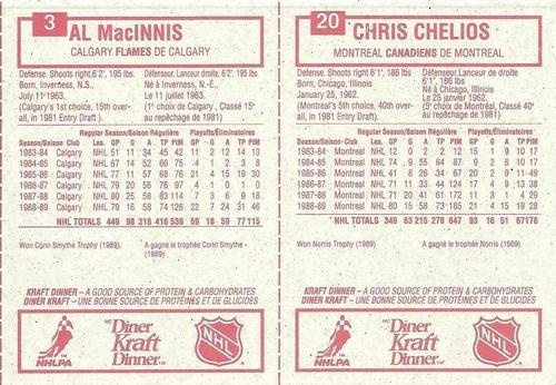 1989-90 Kraft - Panels #3 / 20 Al MacInnis / Chris Chelios Back