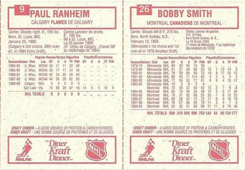 1989-90 Kraft - Panels #9 / 26 Paul Ranheim / Bobby Smith Back