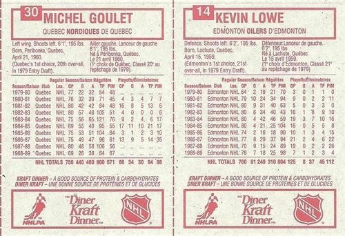1989-90 Kraft - Panels #14 / 30 Kevin Lowe / Michel Goulet Back