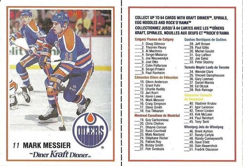 1989-90 Kraft - Panels #15 / 64 Mark Messier / Checklist Front