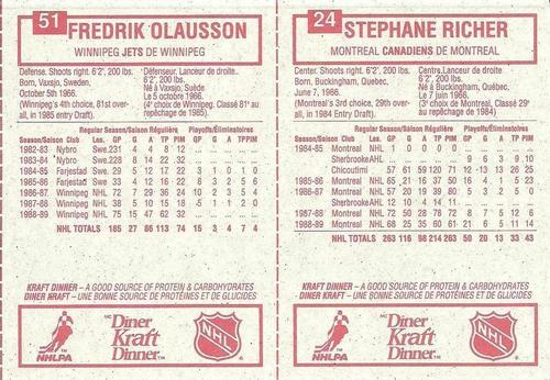 1989-90 Kraft - Panels #24 / 51 Stephane Richer / Fredrik Olausson Back