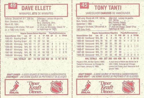 1989-90 Kraft - Panels #45 / 49 Tony Tanti / Dave Ellet Back
