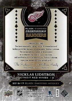 2016-17 Upper Deck Black Diamond - Championship Banners Manufactured Patch - Gold Autograph #CB-NL Nicklas Lidstrom Back