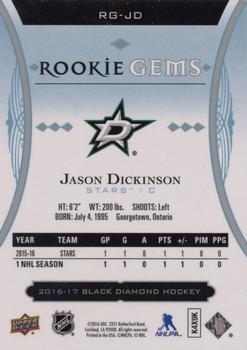 2016-17 Upper Deck Black Diamond - Rookie Gems #RG-JD Jason Dickinson Back