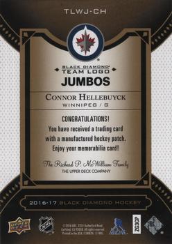 2016-17 Upper Deck Black Diamond - Team Logo Jumbo Manufactured Patches - Gold #TLWJ-CH Connor Hellebuyck Back