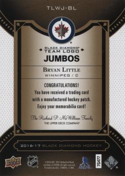 2016-17 Upper Deck Black Diamond - Team Logo Jumbo Manufactured Patches - Gold Alternate Team logo #TLWJ-BL Bryan Little Back