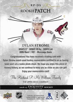 2016-17 Upper Deck Black Diamond - 2016-17 Upper Deck Exquisite Collection Rookie Patch #RP-DS Dylan Strome Back