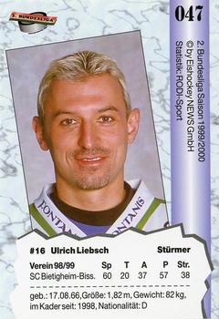 1999-00 Eishockey News 2.Bundesliga Germany #047 Ulrich Liebsch Back