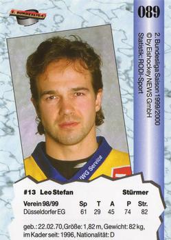 1999-00 Eishockey News 2.Bundesliga Germany #089 Leo Stefan Back