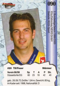 1999-00 Eishockey News 2.Bundesliga Germany #090 Till Feser Back