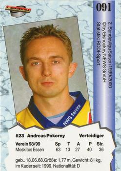1999-00 Eishockey News 2.Bundesliga Germany #091 Andreas Pokorny Back