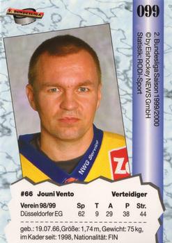 1999-00 Eishockey News 2.Bundesliga Germany #099 Jouni Vento Back
