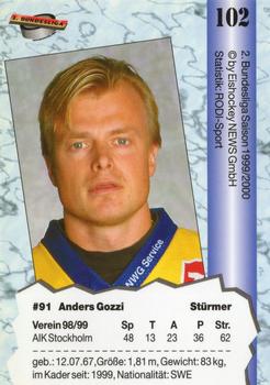 1999-00 Eishockey News 2.Bundesliga Germany #102 Anders Gozzi Back
