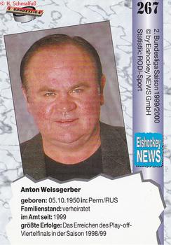 1999-00 Eishockey News 2.Bundesliga Germany #267 Anton Weissgerber Back