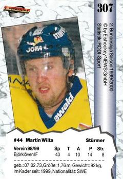 1999-00 Eishockey News 2.Bundesliga Germany #307 Martin Wiita Back