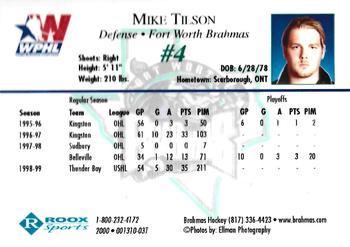 1999-00 Roox Fort Worth Brahmas (WPHL) #001310-03T Mike Tilson Back