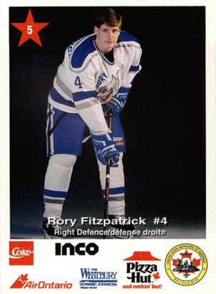 1992-93 Sudbury Wolves (OHL) Police #5 Rory Fitzpatrick Front