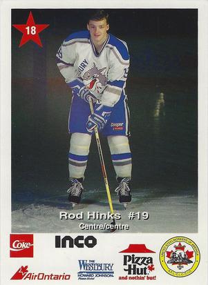 1992-93 Sudbury Wolves (OHL) Police #18 Rod Hinks Front