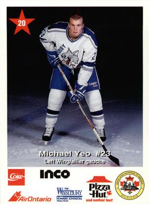 1992-93 Sudbury Wolves (OHL) Police #20 Mike Yeo Front