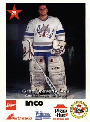 1992-93 Sudbury Wolves (OHL) Police #25 Greg Dreveny Front