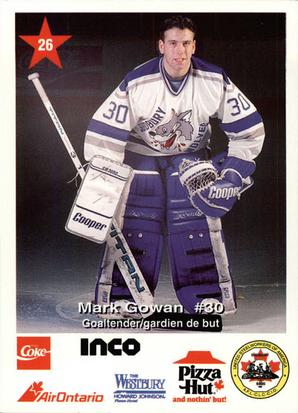 1992-93 Sudbury Wolves (OHL) Police #26 Mark Gowan Front