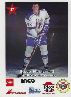 1992-93 Sudbury Wolves (OHL) Police #27 Steve Staios Front