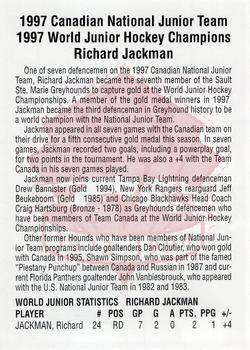 1996-97 TD Bank Sault Ste. Marie Greyhounds (OHL) #NNO Richard Jackman Back