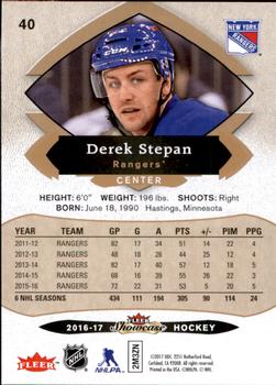 2016-17 Fleer Showcase #40 Derek Stepan Back