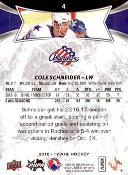 2016-17 Upper Deck AHL #4 Cole Schneider Back