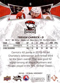 2016-17 Upper Deck AHL #6 Trevor Carrick Back