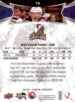 2016-17 Upper Deck AHL #14 Matthew Ford Back