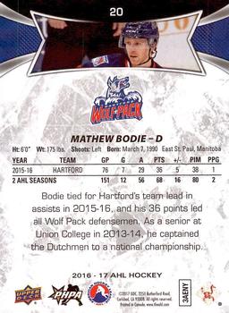 2016-17 Upper Deck AHL #20 Mathew Bodie Back