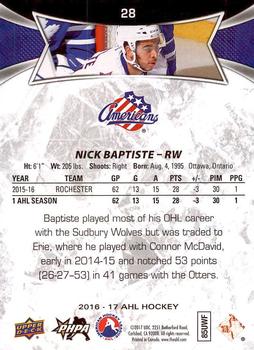 2016-17 Upper Deck AHL #28 Nick Baptiste Back