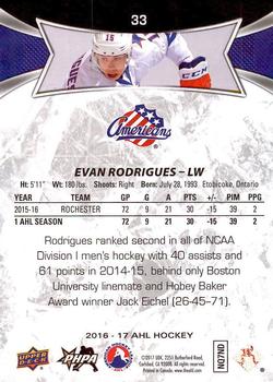 2016-17 Upper Deck AHL #33 Evan Rodrigues Back