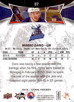 2016-17 Upper Deck AHL #37 Marko Dano Back