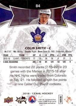 2016-17 Upper Deck AHL #84 Colin Smith Back