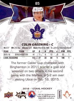 2016-17 Upper Deck AHL #85 Colin Greening Back